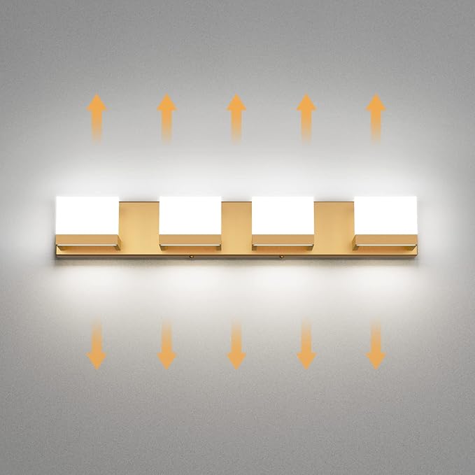 Tipace Gold Vanity Lights for Bathroom Modern LED 4 Lights Bathroom Vanity - Image 5