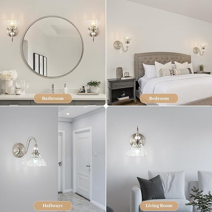 1 Piece Brushed Nickel Finish Wall Sconce, 1-Light Modern Wall Sconce - Image 5