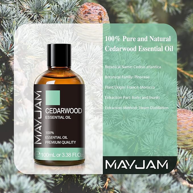 Cedarwood Essential Oil 100ML/3.38FL.OZ, MAYJAM Premium Grade Cedarwood Oil - Image 3