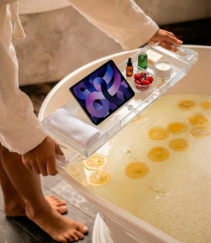 Bathtub Caddy Tray, Adjustable Bathtub Tray Table, Bath Organizer - Image 7