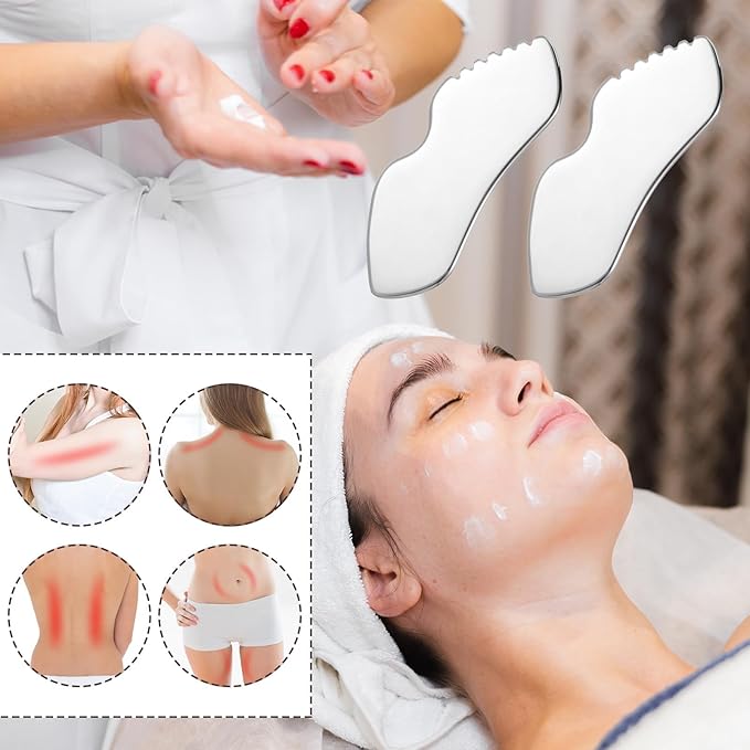 Guasha Tool for Face, Stainless Steel Metal Gua Sha Facial Tools for Body - Image 3