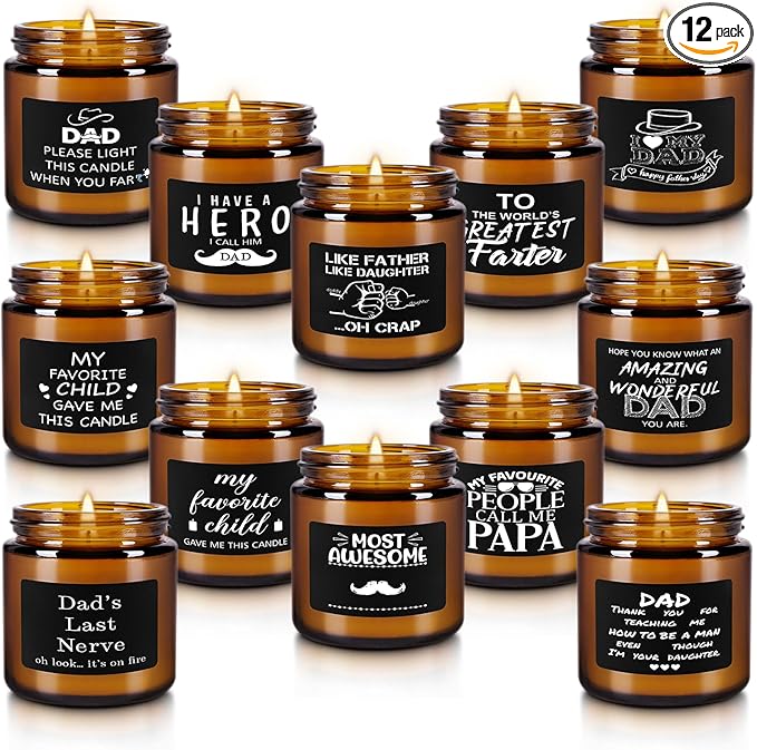 12-Pack Amber Jar Scented Candles, Natural Soy Wax and Premium Essential Oils. by CAKETYCG