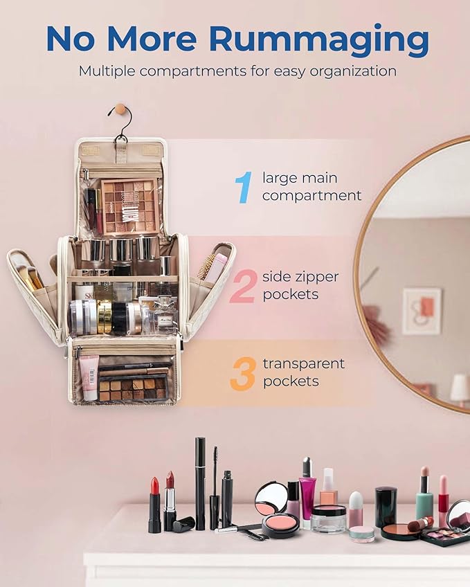 BAGSMART Toiletry Bag for Women, Travel Toiletry Bag Makeup Cosmetic Bag - Image 2
