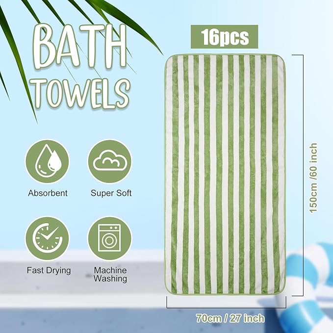 SmoothNovelty 16 Pack Microfiber Bath Towels Bulk 27'' x 60'' Oversized Size - Image 2