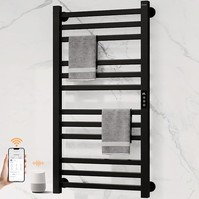 ENZE Smart Heated Towel Rack, 12-Bar Wall-Mounted Electric Towel Warmer 320W by ENZESMART