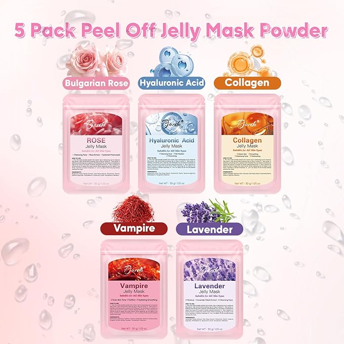 Pjordo Facial Steamer Spa Kit, 12 Skin Care Tools & 5 Jelly Mask Powder - Image 6