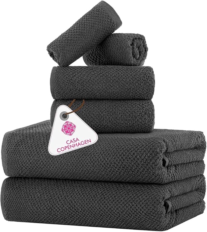 CASA COPENHAGEN EcoPop 6Pcs 100% Cotton Large Designer Towels Gift Set- Pine by CASACOPENHAGEN