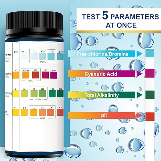 Pool Test Strips, 100 Strips Pool and Hot Tub Test Strips, Swimming Pool Test - Image 2