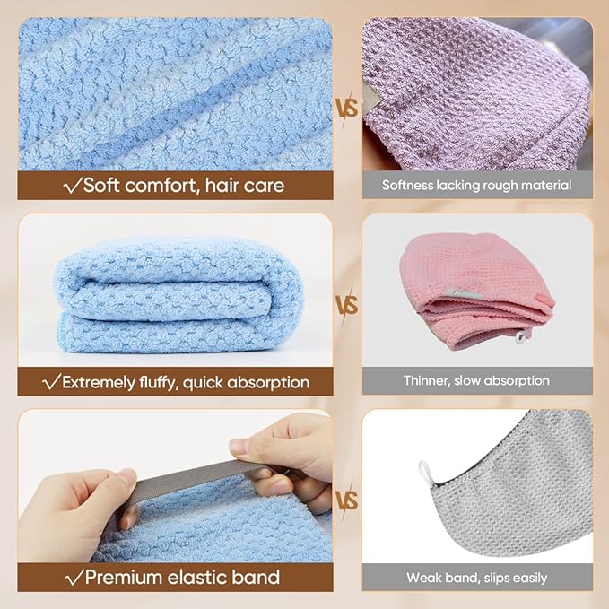 HOMEXCEL 5 Pack Microfiber Hair Towels - Image 4