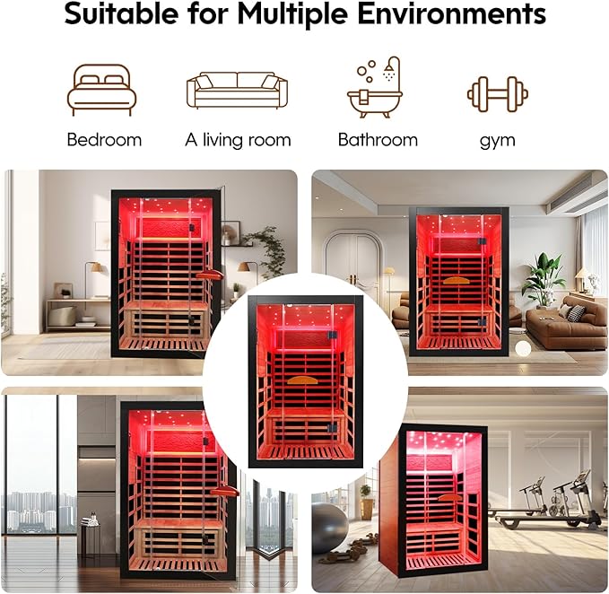 OUTEXER Infrared Sauna 2000W Wooden Saunas Home Spa Room Wood Low-EMF Indoor - Image 5