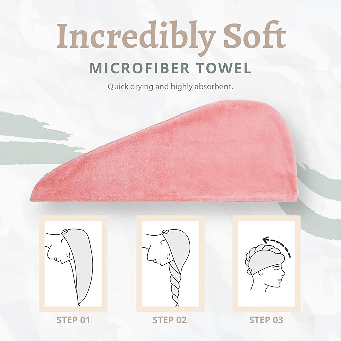 Microfiber Hair Towel Wrap, Super Absorbent Twist Turban Dry Hair Cap - Image 4