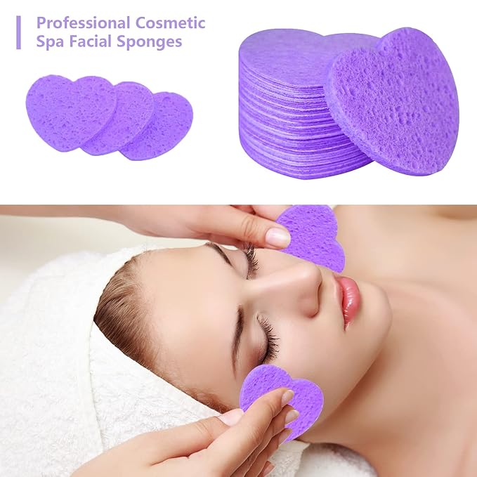 50-Count Facial Sponges Compressed, 100% Natural Cellulose Face Sponge - Image 2