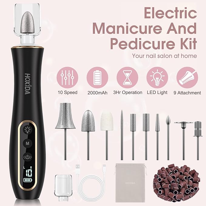 Electric Nail Drill, Professional Manicure Pedicure Kit, Cordless Electric Nail - Image 2
