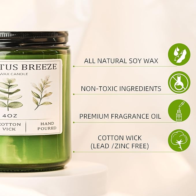 Eucalyptus & Mint Candles for Home Scented, 20 Hours Burn Soy Candle Gift for - Image 3