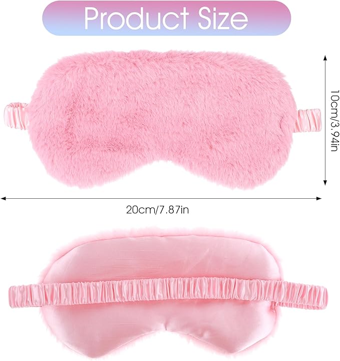 2 Pcs Plush Eye Mask Soft Sleeping Blindfold Eye Cover Comfortable Furry Faux - Image 2