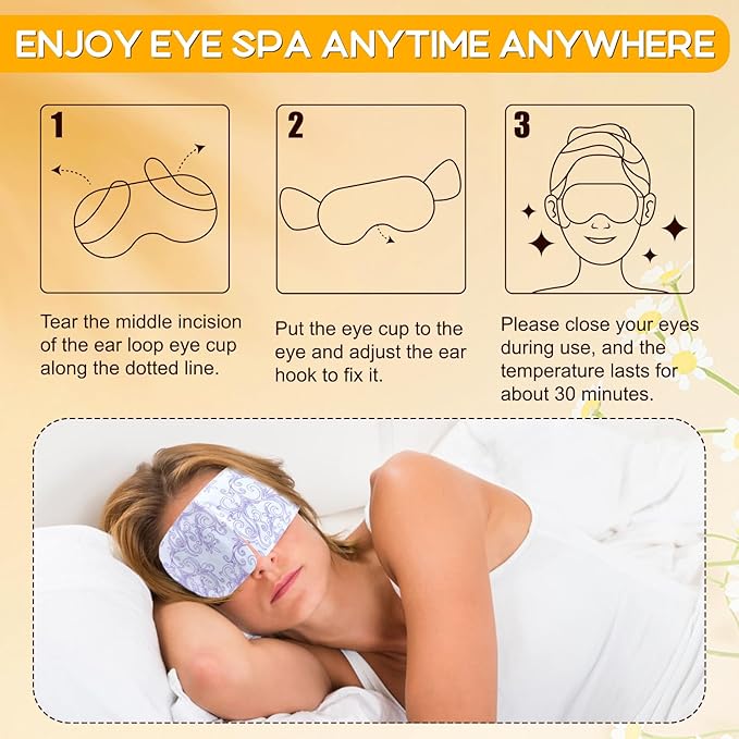 XPCARE 32 Pack Steam Eye Masks for Dry Eyes, SPA Warm Sleep Eye Mask, - Image 4