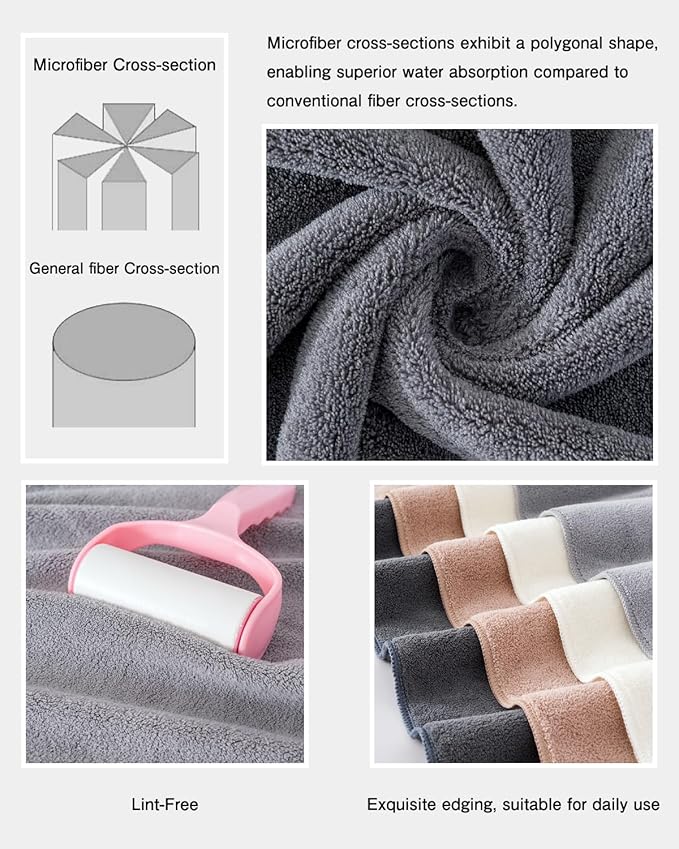 sakano 6-Piece Colorful Microfiber Bath Towel Set - Image 4