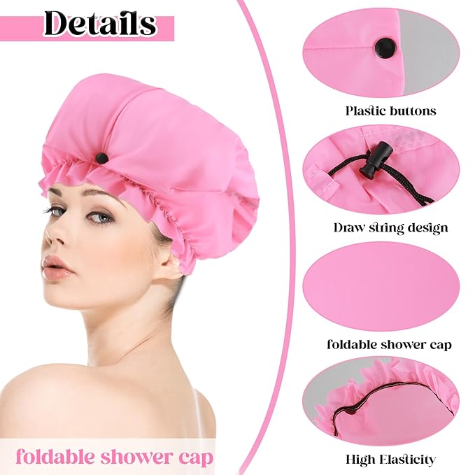 2 Pcs Large Shower Cap for Braids, Extra Long Shower Cap for Women Long Hair & - Image 3