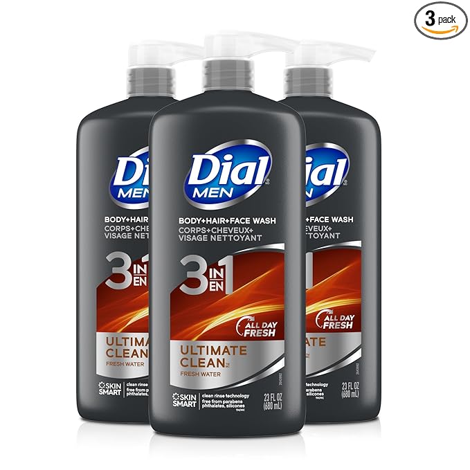 Dial Men 3 in 1 Body, Hair and Face Wash, 16 Fl Oz, Cleanses Deep + Gentle on by DialSoap