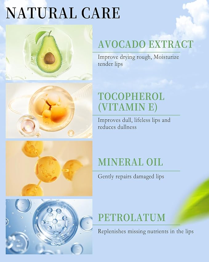 Lip Balm Set-8pcs Avocado Hydrating Lip Balm, Moisturizing Soothing Care Lip - Image 4