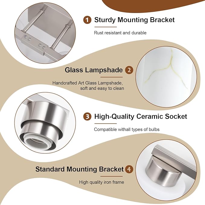 4-Light Bathroom Light Fixtures, Modern Vanity Lights, Brushed Nickel Metal - Image 6