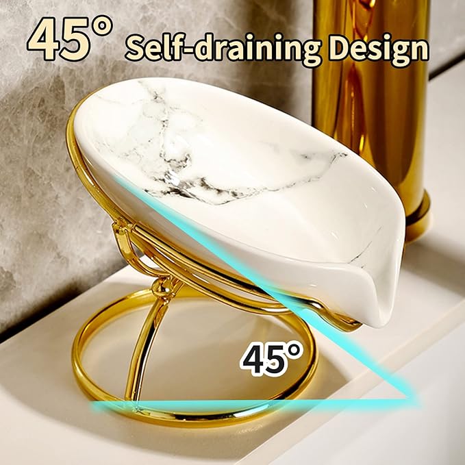 Dobbyby Leaf-Shaped Soap Dish – Ceramic Soap Bar Holder - Image 7