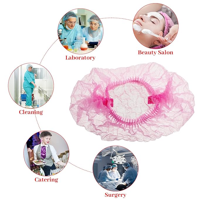 Geyoga 200 Pcs Disposable Nonwoven Bouffant Caps 21 Inch Hair Net Elastic Cap - Image 5