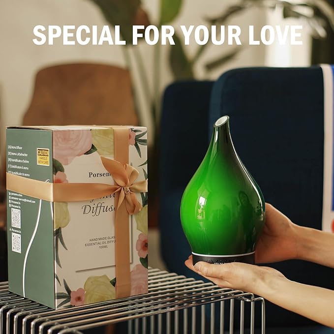 Porseme 150ml Essential Oil Diffuser Glass Color Changing Aroma Air Diffusers - Image 6