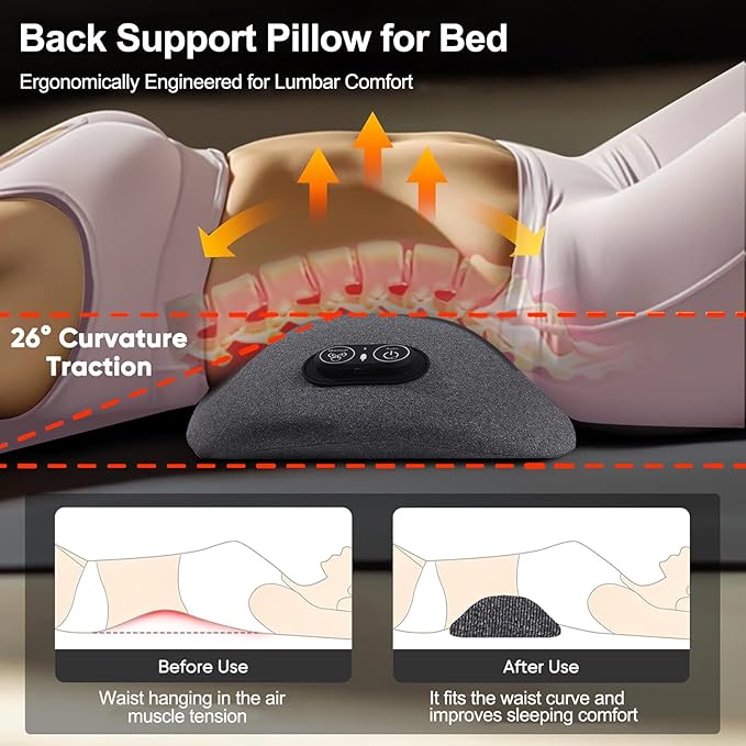 3 in 1 Back Massager, Electric Lumbar Support Pillow Heat Vibration Massage - Image 5