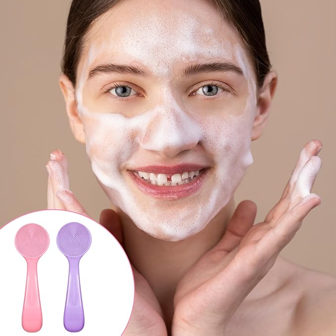 2 Pcs Face Scrubber Silicone Manual Facial Cleansing Brush Soft Facial Brushes - Image 7