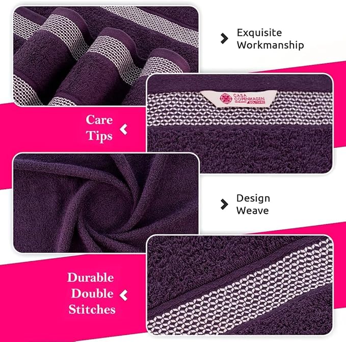 CASA COPENHAGEN Solitaire 6Pcs 100% Egyptian Cotton Large Designer Towels Gift - Image 4