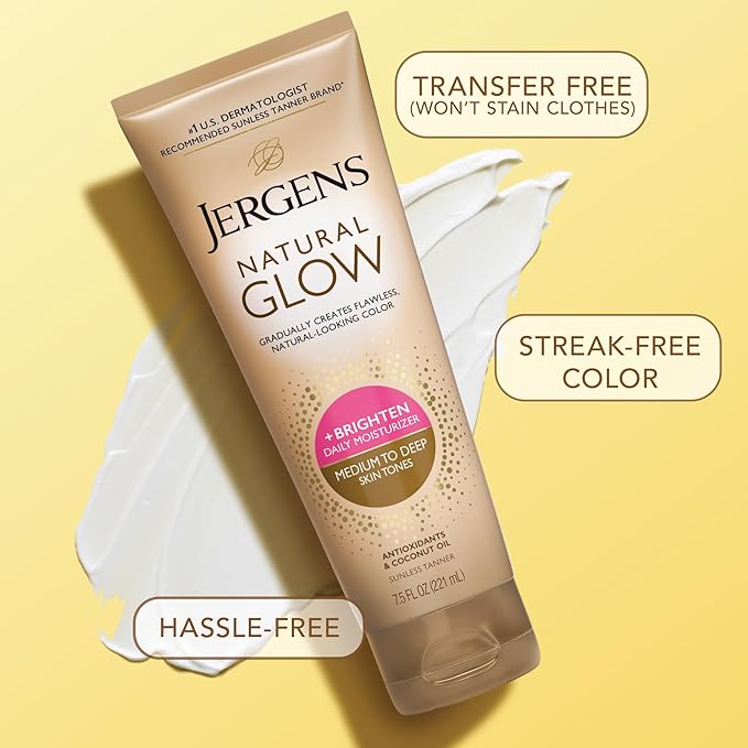 Jergens Natural Glow Self Tanner Body Lotion, Daily Sunless Tanning, Medium to - Image 7