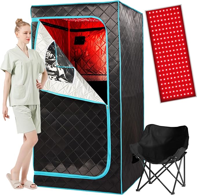 Portable Infrared Sauna for 1 Person, Remote Temperature Control, Heated Foot by AURGOD