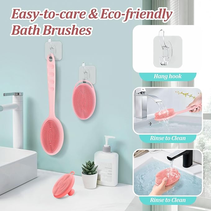 Silicone Back & Body & Face Scrubber Set 3PCS, Gentle Exfoliating Back & Body - Image 8