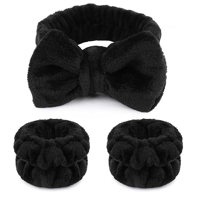 WSYUB Makeup Headbands, and 2Pcs Wrist Spa Wash Band Absorbent Wristbands by WSYUB