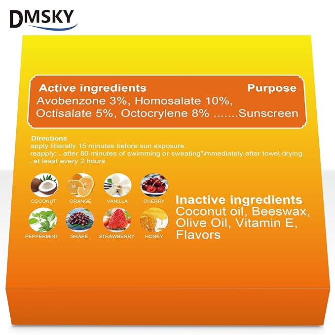DMSKY SPF 30 Lip Balm 16 Pack, Broad Spectrum Lip Sunscreen No White Cast - Image 3
