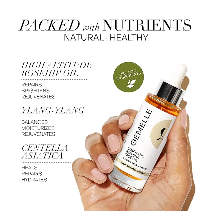 GEMELLE Lymphatic Gua Sha Face Oil | 10x Award Winner | Detox, Hydrate | - Image 4