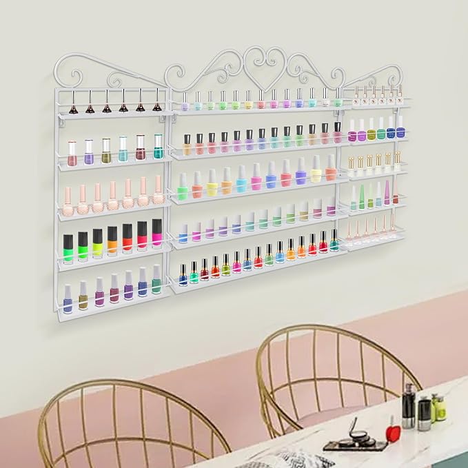 5 Tiers Wall-Mounted Nail Polish Storage Racks Metal Nail Polish Holder - Image 5