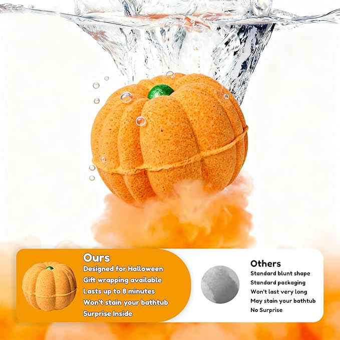 Halloween Bath Bombs for Kids Gifts: 9 Pcs Pumpkin Bath Bomb - Image 5