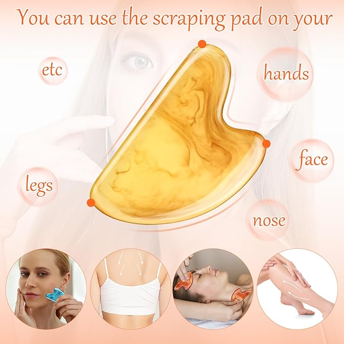Sherr 12 Pcs Gua Sha Facial Tools Resin Heart Shaped Massage Guasha Tool - Image 4