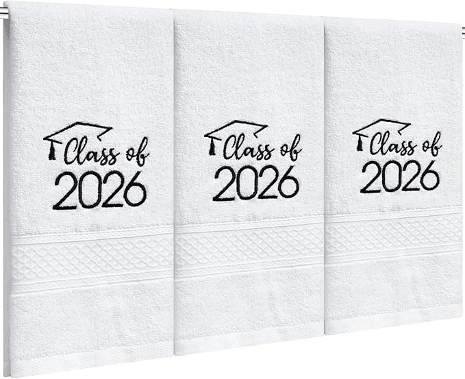 MASHAN Class of 2026 Graduation Hand Towels 3 Pack, 100% Cotton Soft Absorbent by MASHAN