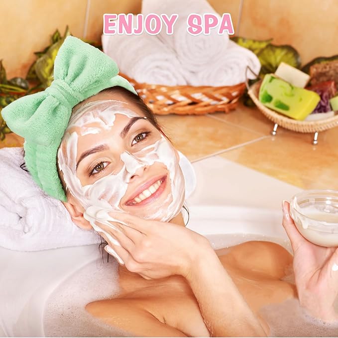 6 Pack Spa Headband for Women Skincare Makeup Headband Bow Hairband Party - Image 4