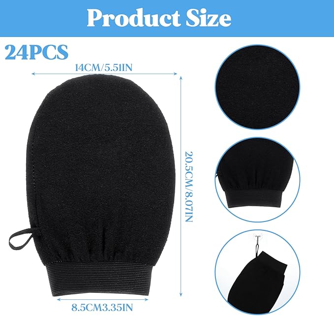 24 Pcs Black Exfoliating Gloves Bulk, Deep Exfoliating Glove - Image 2