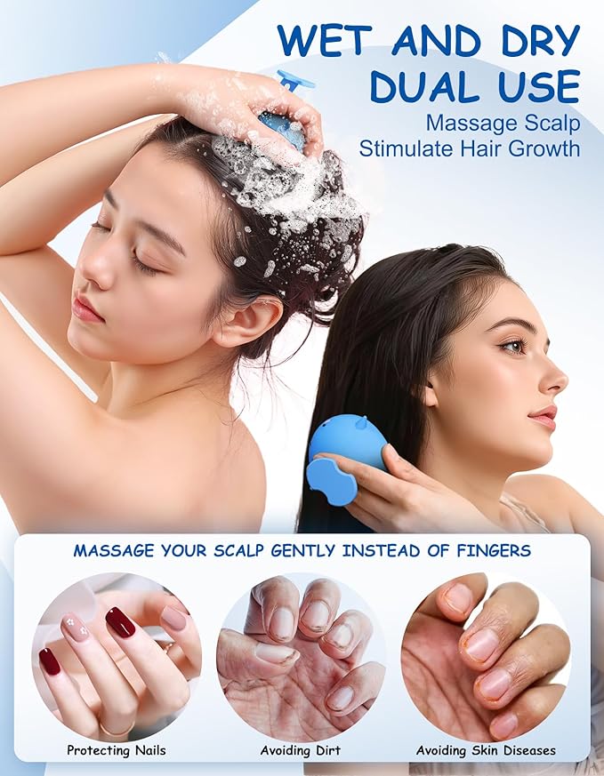 Scalp Massager Hair Growth Shampoo Brush, Silicone Scalp Scrubber Shower Scalp - Image 3
