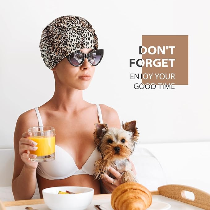 INNELO Luxury Shower Cap for Women Reusable Waterproof, Double Layered Shower - Image 6