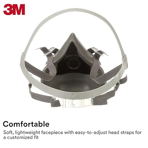 3M Half Facepiece Reusable Respirator 6100, Four-Point Harness, Comfortable Fit - Image 3