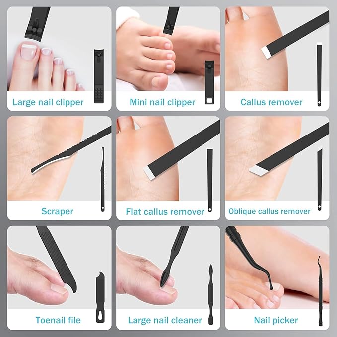 Premium 26-in-1 Manicure & Pedicure Kit – Stainless Steel Nail Clippers Set - Image 4