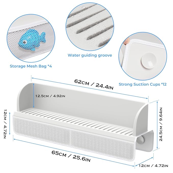 Splash Guard for Bathtub Kids, Toy Tray Caddy Holder Storage, Bath Toy Storage - Image 2