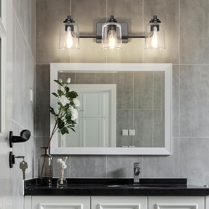 SOLFART 3 Lights Bathroom Light Fixtures Over Mirror Black Vanity Lights - Image 2