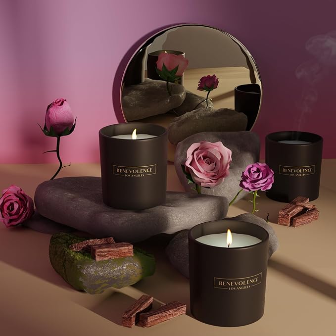Benevolence LA Clearance Candle Rose & Sandalwood Christmas Scented Candles | - Image 5